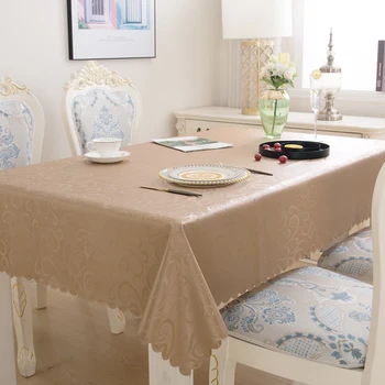 

waterproof table cloth oil-proof Jacquard printed modern style for dining room square desk protector PU