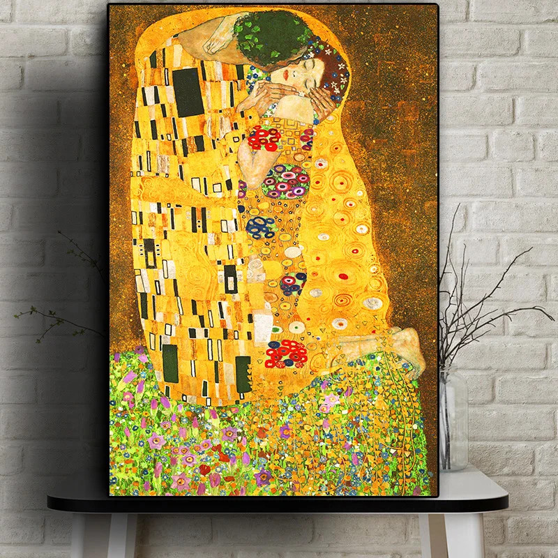 Classic Artist Gustav Klimt kiss Abstract Oil Painting on Canvas