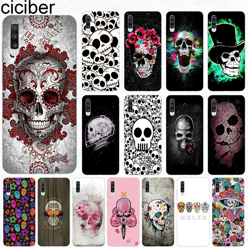 

ciciber Phone Case for Samsung Galaxy A50 A70 A80 A40 A30 A20 A60 A10 A20e Soft Silicone TPU Sugar Skull Cover Fundas Coque Capa