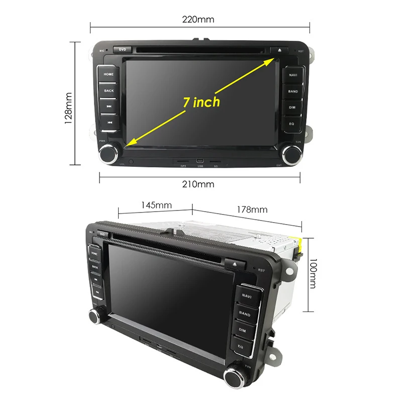 2 Din Автомобильный MP5 DVD CD мультимедийный плеер стерео gps радио для VW Golf Tiguan Skoda Fabia быстрая для сиденья Леон Шкода с Canbus 46