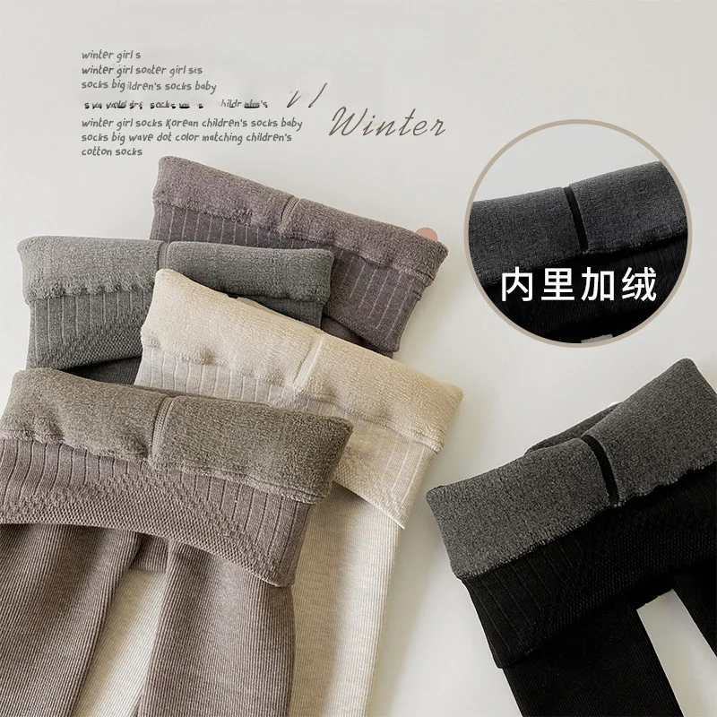 Girls Warm Fleece Skinny Leggings Kids Pants