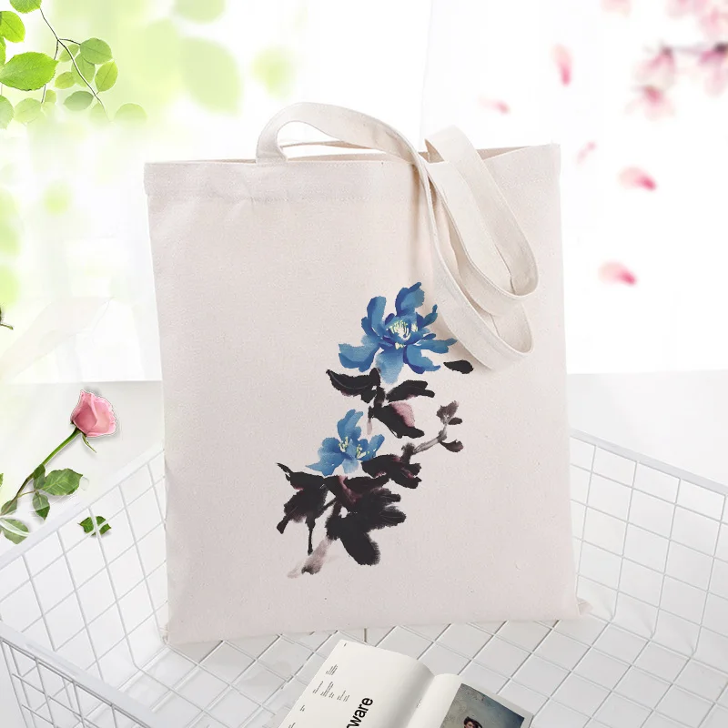 Синяя серия сумки вместительная сумка для покупок сумка на заказ Печать текстовый логотип DIY ежедневное использование холст эко экологическая многоразовая утилизация