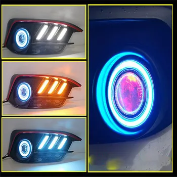 

CAPQX 1Pair For Honda Civic 2016-2017 Car Front LED DRL Daytime Running Light Driving Day Fog Lamp With Yellow Turn Signal lamp