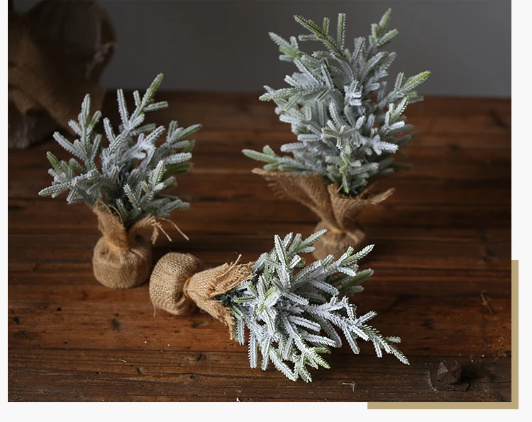 Christmas Decorations Burlap PE Tree Dipped White Christmas Tree Bar Table Dress Up Decoration