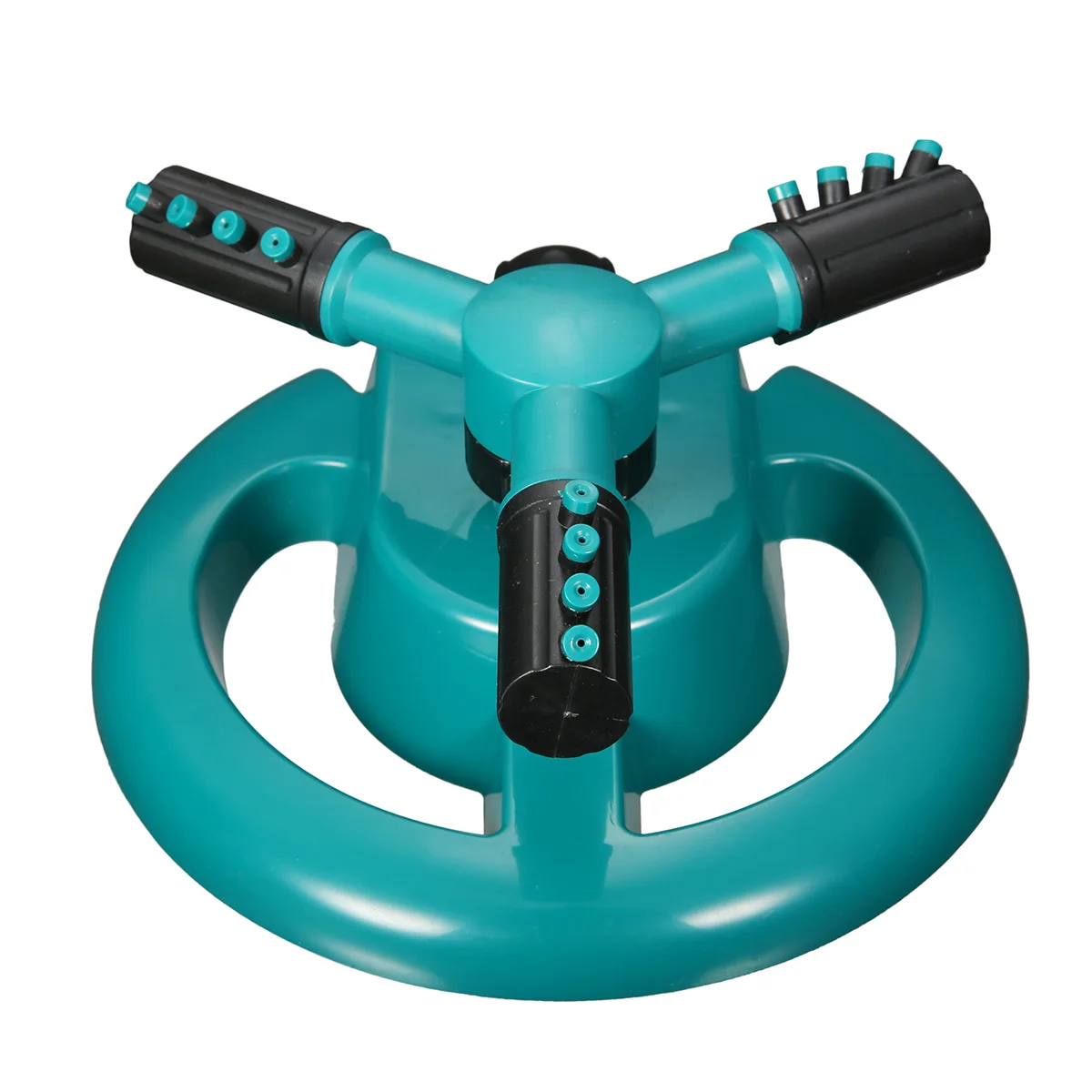 Садовый дождевальный аппарат автоматический полив газона 360 градусов полностью 3 сопла круг вращающийся оросительная система