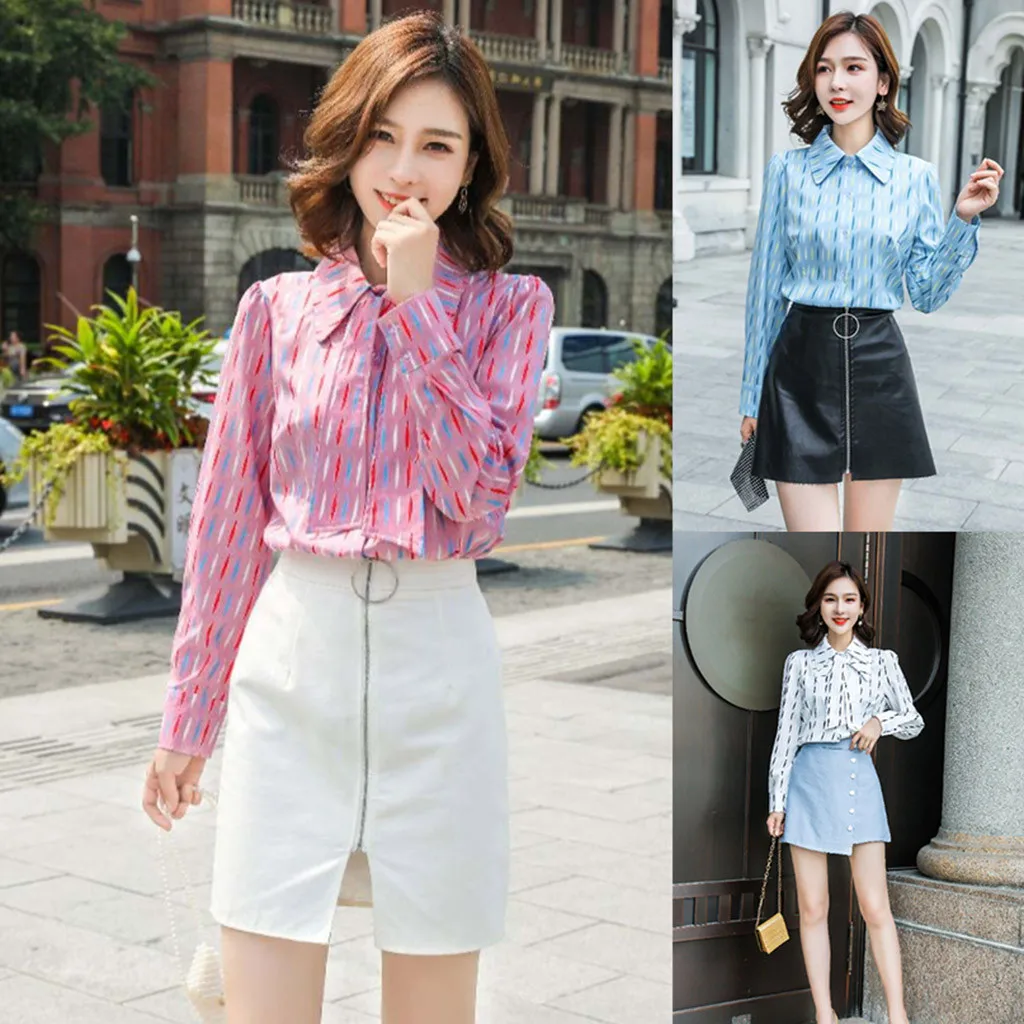 Poleras mujer de moda, camiseta mujer, футболка, женские полосатые топы с бантом, тонкая свободная футболка с длинным рукавом, женская рубашка