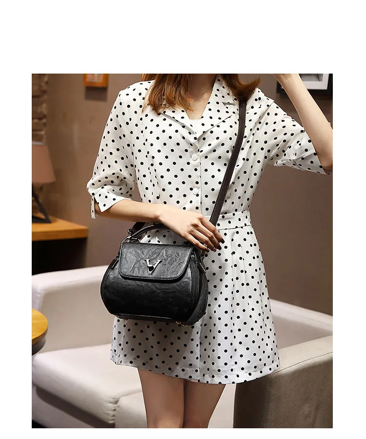 Cow Leather Women Shoulder Bags 2021 Solid Color Crossbody Messenger Purse Retro Top-Handle Bag Tote Shopping Handbags