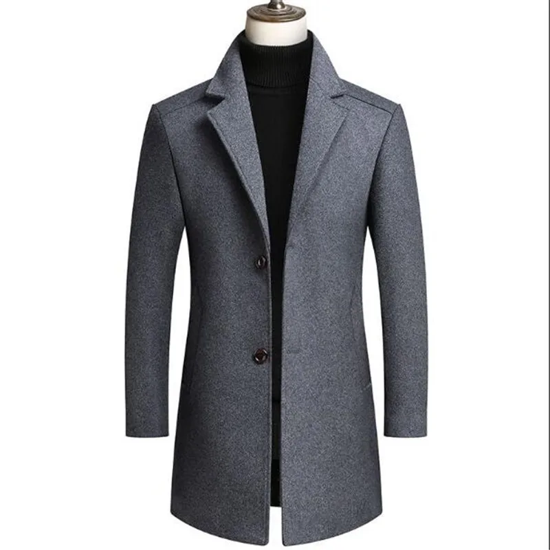 Men's wool coat men's suit collar thickened young and middle-aged wool coat windbreaker