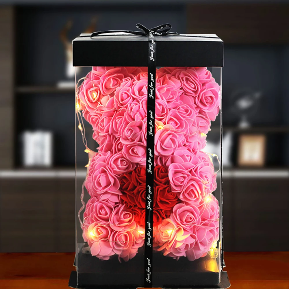 Цветы из пенопласта 25 см красная роза медведь подарки на день Святого Валентина