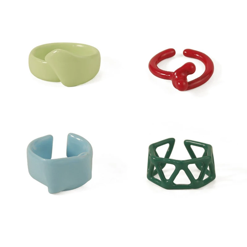 Fashion Colorful Round Ring Simple Geometry Copper Enamel Exquisite Set Women Charm Jewelry Gift for Daily | Украшения и