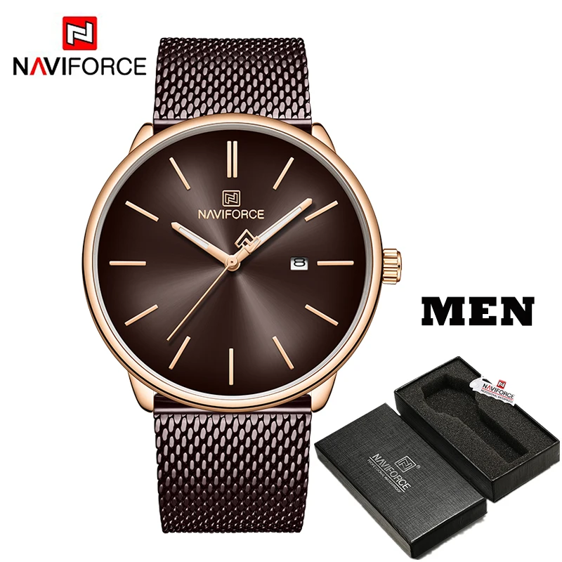 RGCE MEN BOX NAVIFORCE Топ бренд класса люкс для мужчин кварцевые часы для женщин сталь Водонепроницаемый повседневное Дата Пара часы мужские наручные часы Relogio Masculino - Цвет: RGCE MEN BOX
