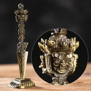 

Chinese Feng Shui Bronze King Kong Fallen Devil Drive Dajiang Mo Pestle Decoration Table Decoration Copper Alloy Belt Base