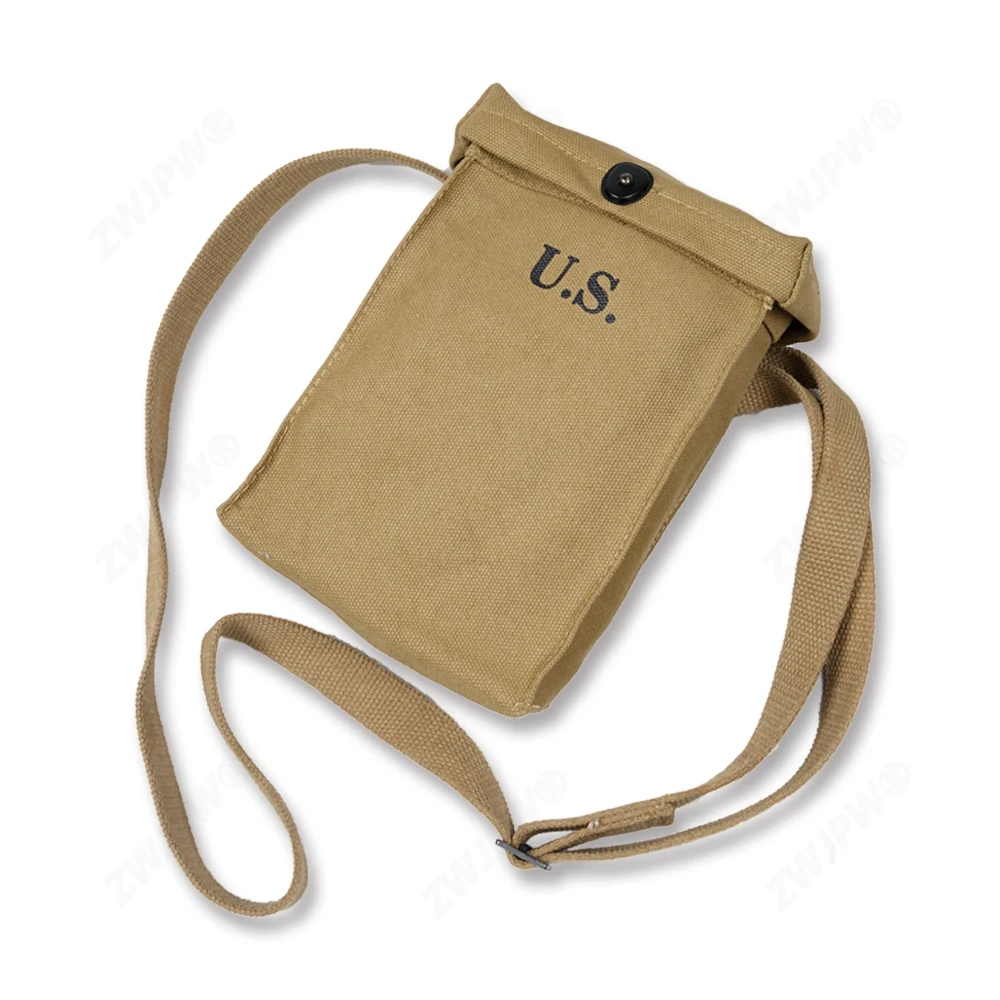 

WW2 US KOREAN ARMY Portable Thomson general satchel with 6 strips thick canvas cotton webling