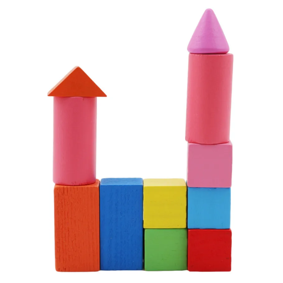 Развивающие игрушки цветная деревянная Геометрическая комбинация обучающие средства Дети Раннее Образование математические строительные блоки головоломка детские игрушки