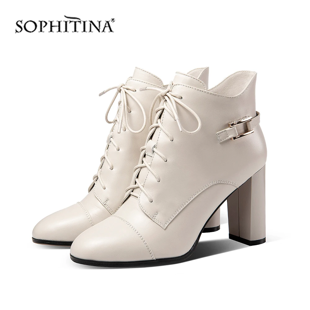 SOPHITINA/модные женские ботильоны; пикантная обувь на очень высоком каблуке с острым носком на молнии; новые зимние теплые женские ботинки на квадратном каблуке; MO356