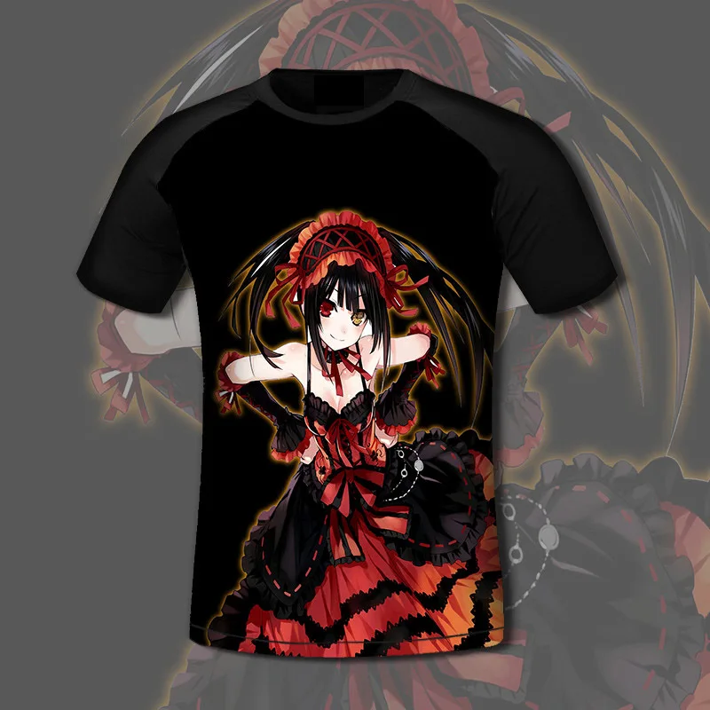1 Футболка Date A Live, костюм токисаки Куруми из японского аниме, дышащая футболка с круглым воротником, повседневные футболки для мужчин и женщин - Цвет: 1