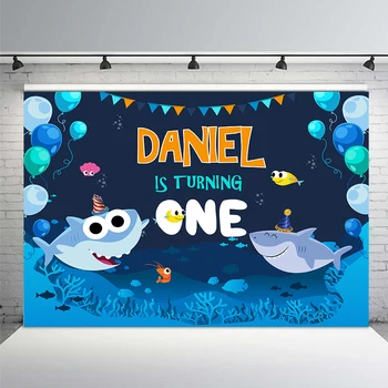 

Shark Birthday Decoration Cute Shark Backdrop for Shower Party Banner Vinyl Photo Background Studio Prop Background Photography