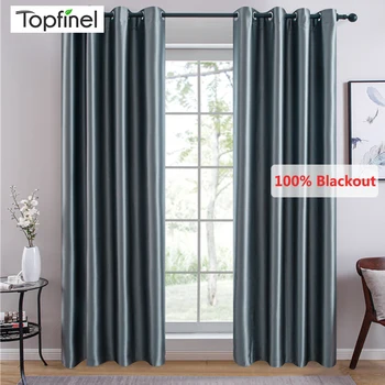 

Topfinel Modern Solid Color 100% Blackout Curtains For Bedroom Living Room Window Treatment Silky Damask Blinds Finished Drapes