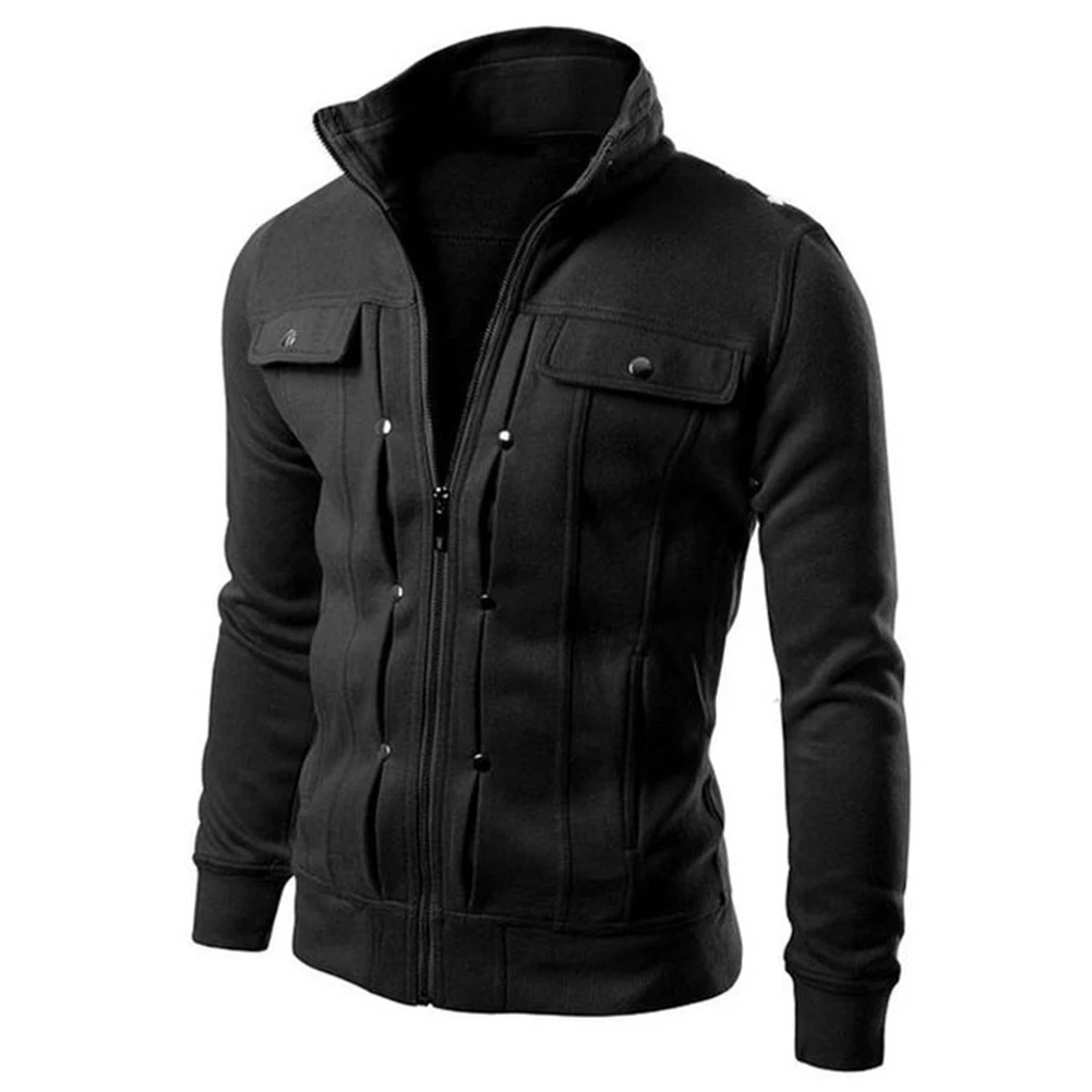 Fashion Men Jacket Coat Plus Size Men Jacket Solid Color Stand Collar Long Sleeve Streetwear Winter Jacket Warm Male куртка