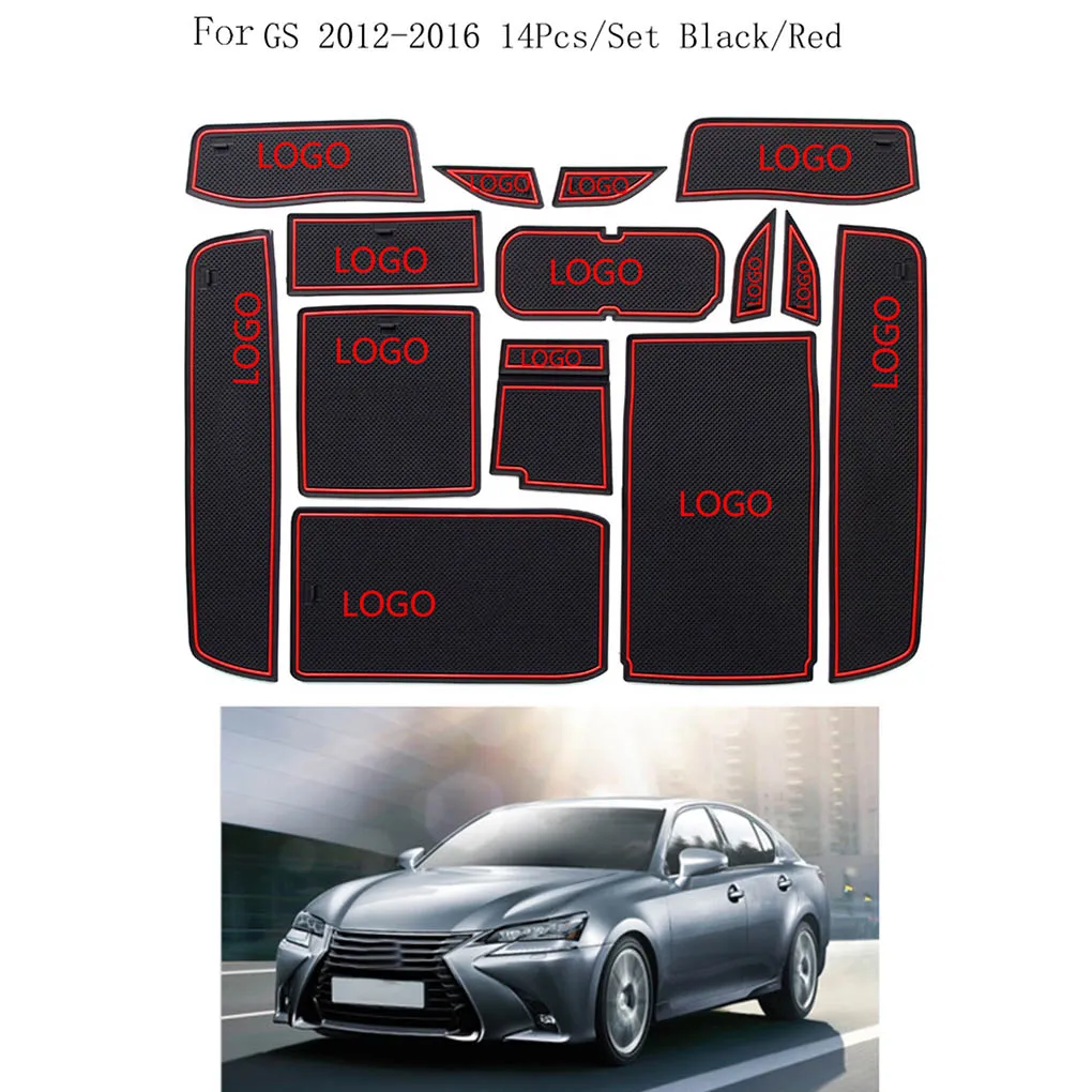 

14pcs/set Door Non-slip Groove Pad Gate Slot Mat Decor Replacement For Lexus GS 2012-2016