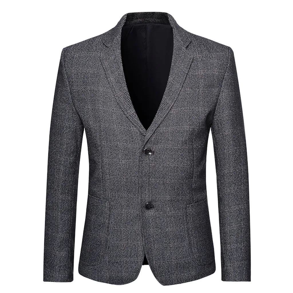 Серый Новинка, Блейзер, мужской костюм, отложной воротник, Veste Homme, Новое поступление, Мужской приталенный Блейзер, приталенный элегантный мужской костюм - Цвет: Серый