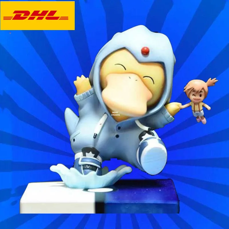 

4" Simulation Animal Statue Psyduck Bust Cute Hoodie Series Full-Length Portrait Holiday Gift GK Action Figure Toy BOX 10CM V706