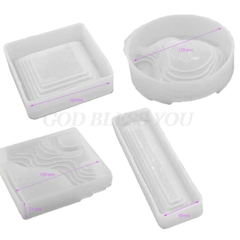 

4Pcs Terrace Landscape Resin Casting Silicone Mold Terrace Ashtray Storage Tray Resin Mold Home Decor Art Crafts Tools
