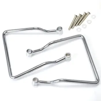 

2x Chrome Saddle Bag Universal Motorcycle Support Bars Mount Bracket For Harley Sportster XL 883 1200 D40