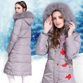 

Chinese Style Down Jacket Woman Hooded Winter Long Coat Women Fox Fur Collar Parka Ladies Coats Chamarras De Mujer KJ648