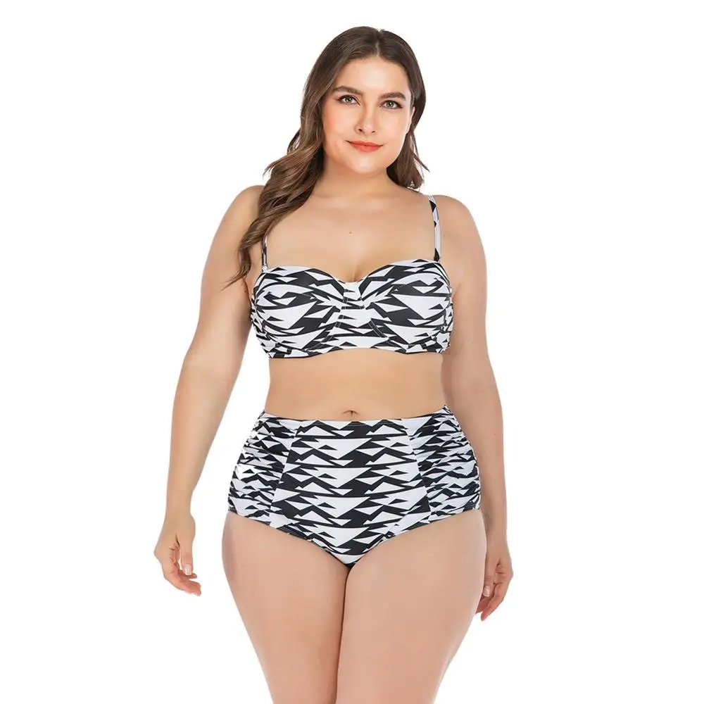 

Women Tankini Printed Strappy High Waist Quick Drying Swimwear Bikini Top Bottom Lady Plus Size Swimsuit Beach Swimming Suit