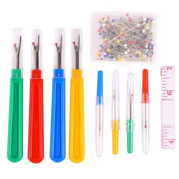 

1 Set/259pcs Cross-stich Tools Kit Colorful Pin with Beads Durable Seam Ripper Soft Tape Measure Embroidery Stitching Tool