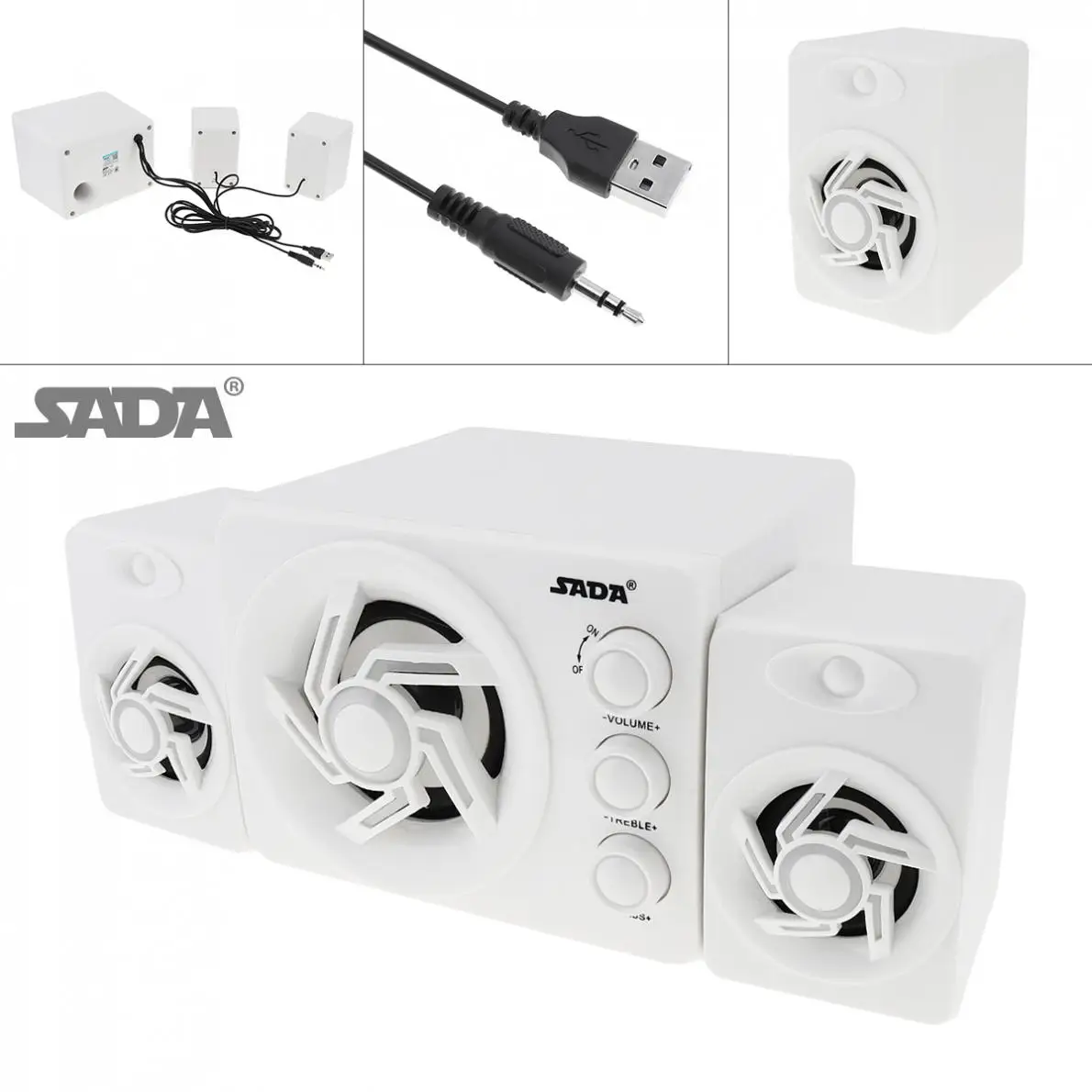 Мини-сабвуфер SADA D-211 2 1 белый 3 Вт USB | Электроника