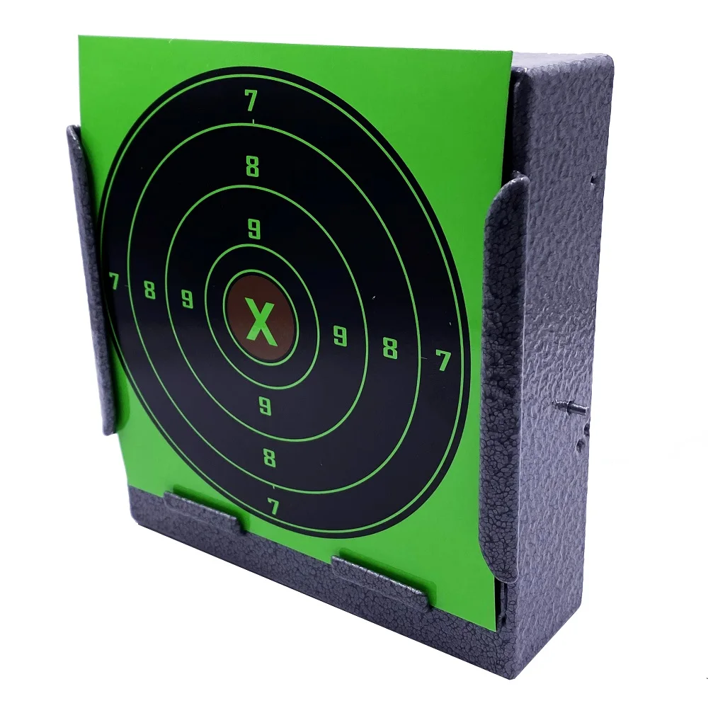 

Grey Square Steel Pellet Trap+20 Pcs of Color-Impact Paper Targets(Green)-5.50"*5.50"