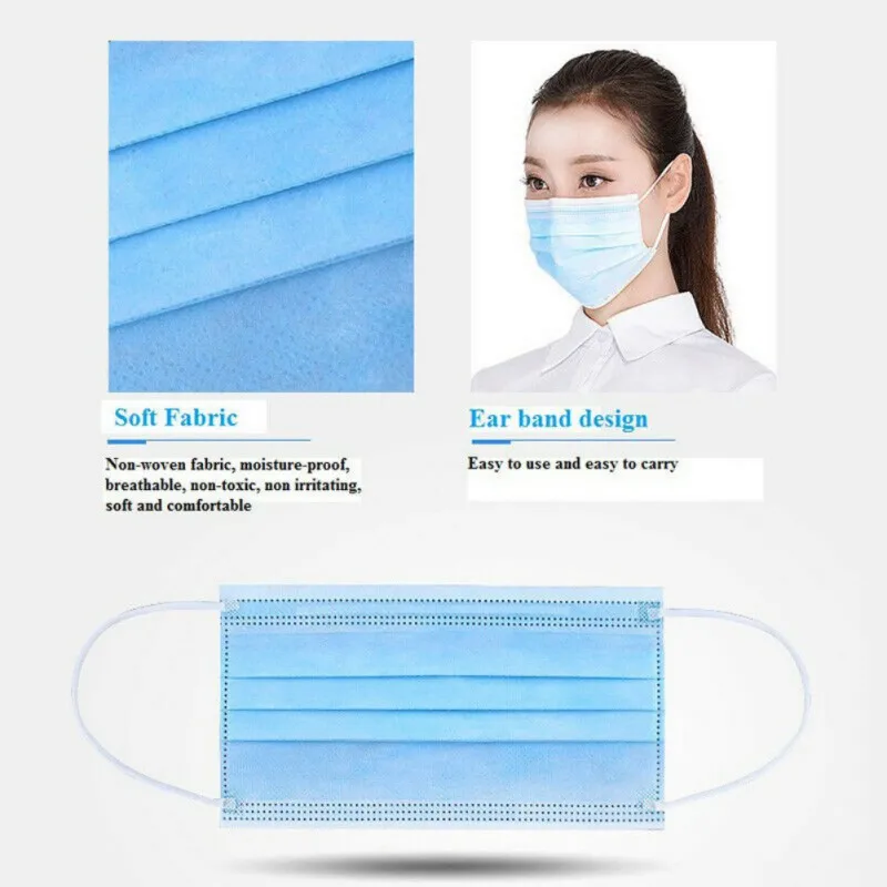 

50 100Pcs Anti-Dust Face Mouth Masks Disposable Surgical Medical Earloops Masks Dustproof Flu Breathing Safety Masks #35