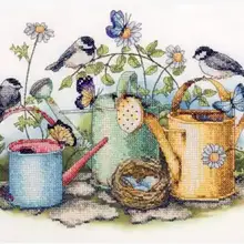 Watering-Pot Cross-Stitch-Kit Gold-Collection Butterflies Counted And Garden Bird-Nest