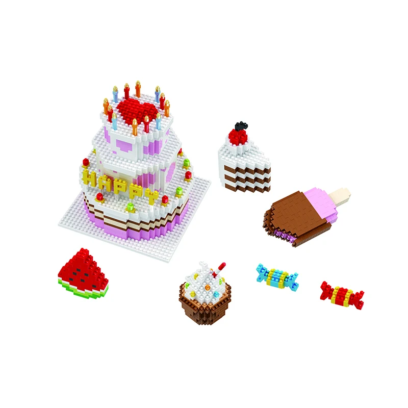 ZRK Happy Birthday Cake Building Blocks 1950pcs Mini Bricks Toys Ice cream Children Mirco Block 7860 2