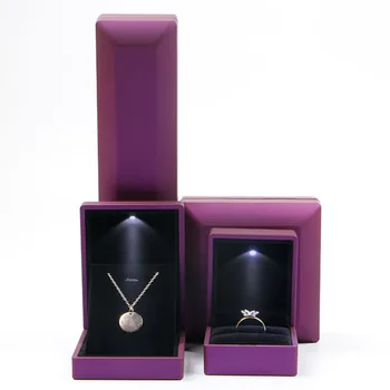 

Earrings Jewelry Ring Jewellery Packaging Box Case With LED Lighted Up For Proposal Engagement Wedding Jewerly Gift Boxes