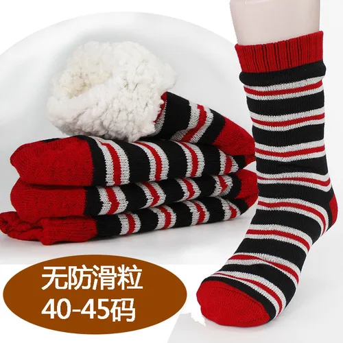 sock 40-45 Мужские тапочки; шерстяные толстые плюшевые зимние носки; Мужская обувь; мужские домашние тапочки; мужские зимние Тапочки - Цвет: sock 40-45