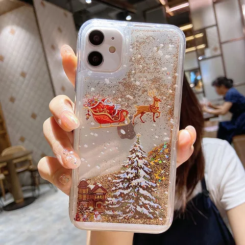 Liquid Sand Quicksand Case For iPhone 13 Pro Max 12 11 Pro Max 13 12 mini 6 6s 7 8 Plus X XS Max XR Christmas Gift Shell