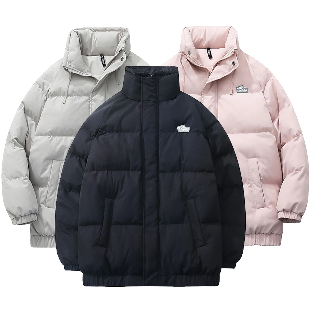 Puffer Jacket Men Autumn Winter Clothes Pure Color Korean Fashion Men's Coats and Stand Collar Loose Fit Cotton Padded | Мужская