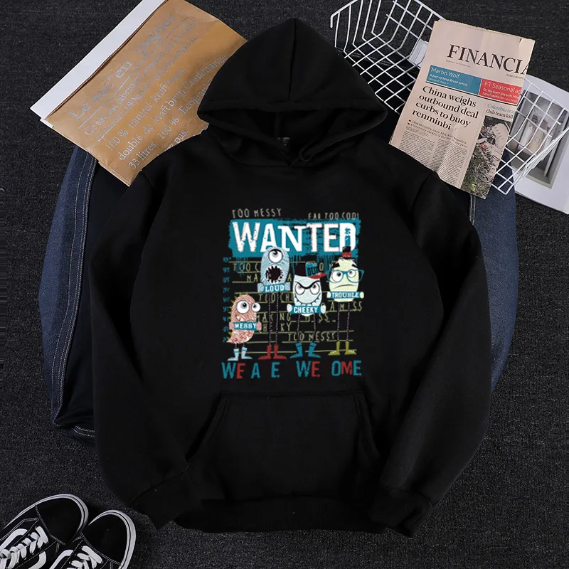 

Harajuku Hand-Painted Graffiti Cartoon Plain Hoodie Cute Brief Korean Version Vintage Clothes 2021 White Couples Teen Streetwear