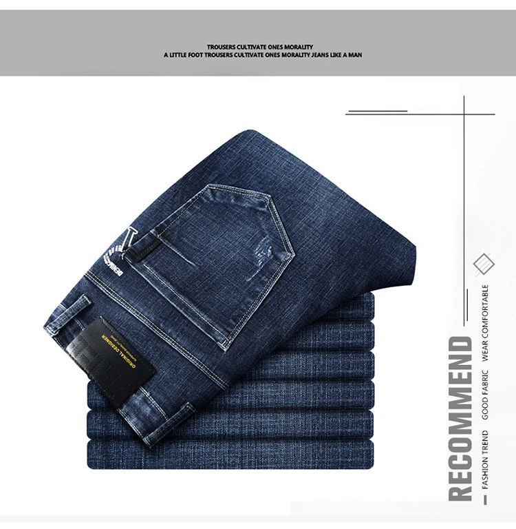 New Fashion Four Season Jeans Men High Quality Brand Denim Trousers Slim Stretch Straight Men Pants Large Big Size Plus
