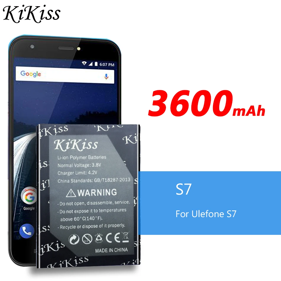Сменный аккумулятор KiKiss оригинальный 3600 мАч для Ulefone S7 литий ионный полимерный