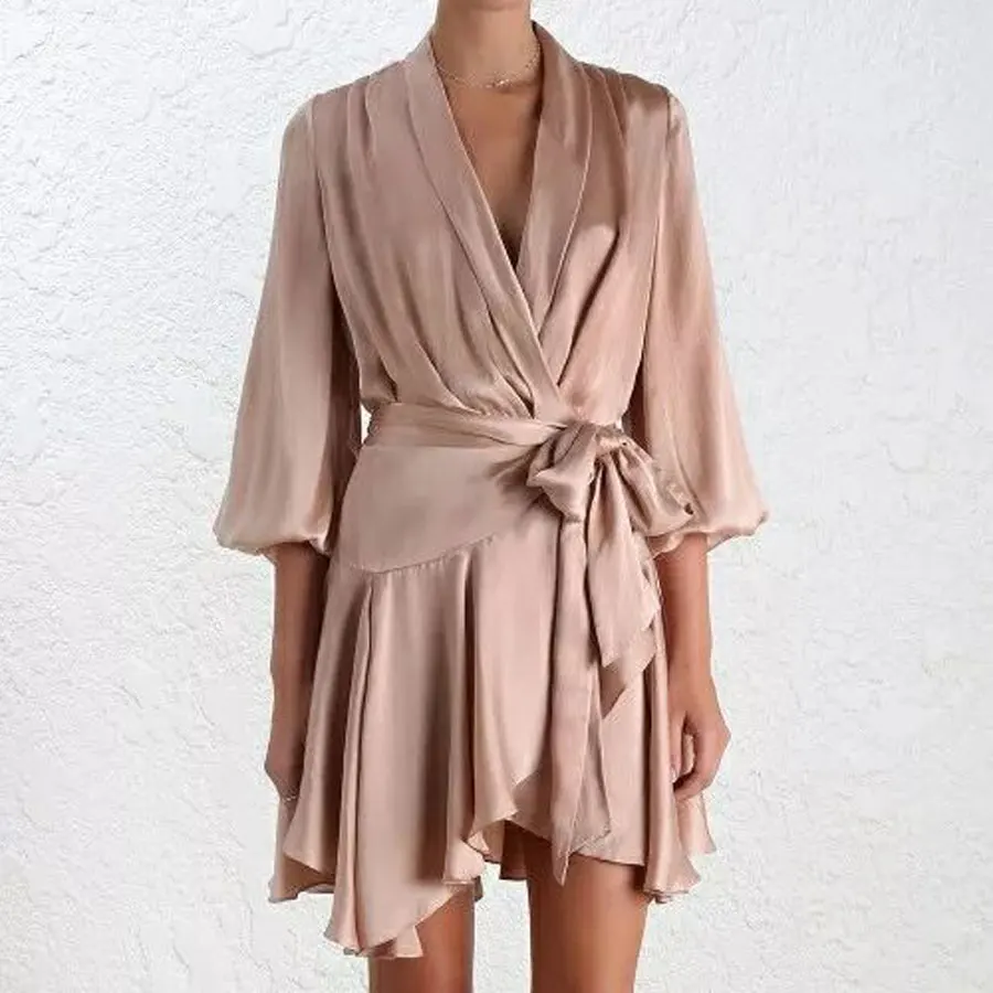 light pink Высококачественное женское модное асимметричное платье, модное винтажное платье, женское однотонное черное платье с рукавом три четверти, Vestidos - Цвет: light pink