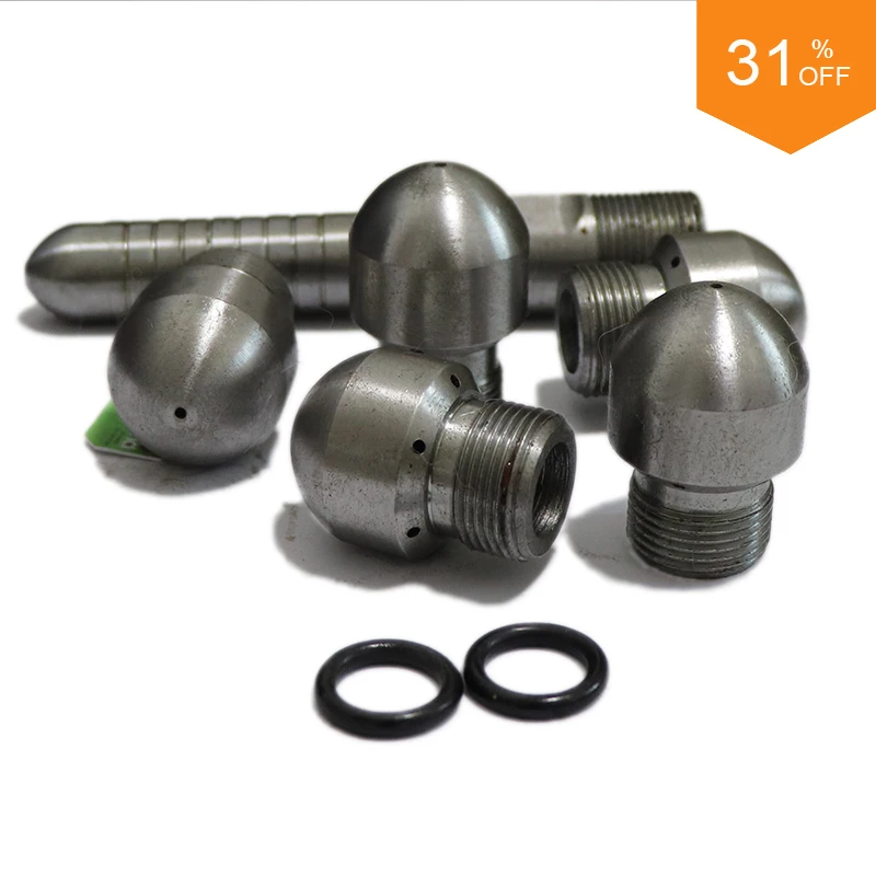 

High Pressure Washer Drain Pipe Cleaning Nozzle Sets Sewer Jetter Water Spray Nozzle Rotary Sewer Cleaning Nozzle Sewer Nozzle