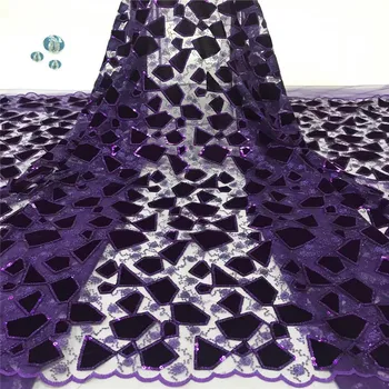 

Madison African Velvet Lace Fabric 2019 High Quality Nigerian Lace Fabrics With Sequins Embroidery French Tulle Lace Fabric