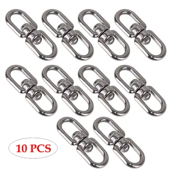 

10PCS Silver 304 Stainless Steel 8 Form M5 Rotary Buckle Safety Climbing Snap Hook Plug Snap Lock Eye to Eye Swivel