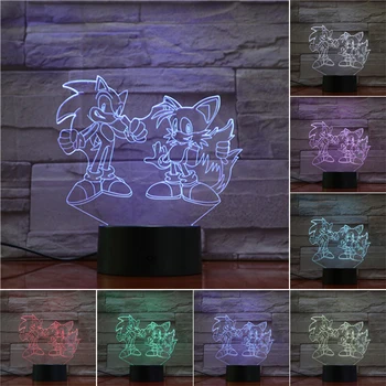 

Sonic 3D LED Night Light Sonic 7 Color Changing Lamp Room Decoration Action Figure Toy For Christmas Gift