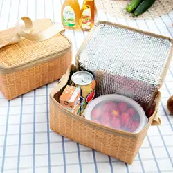 Портативная сумка для хранения обеда из ротанга сумка бизнес-Ланч Пакет с фруктами сумка для ланча сумка для пикника Изолированная еда