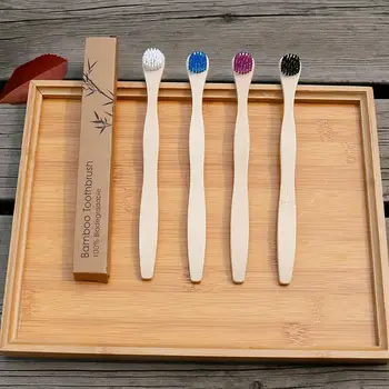 

4PCS/Set Bamboo Toothbrush Tongue Scraper Cleaning Small Head Eco-Friendly Toothbrush Oral Hygiene Care Tooth Brush For Adult